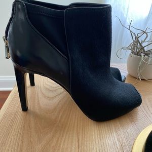 Black mohair open toe ankle boot - never worn!